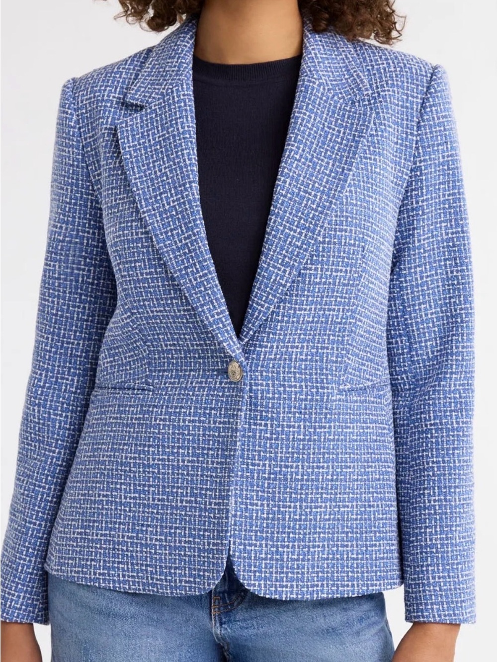 Free Assembly Women’s Single Breasted Tweed Blazer, Size Large (10/12)